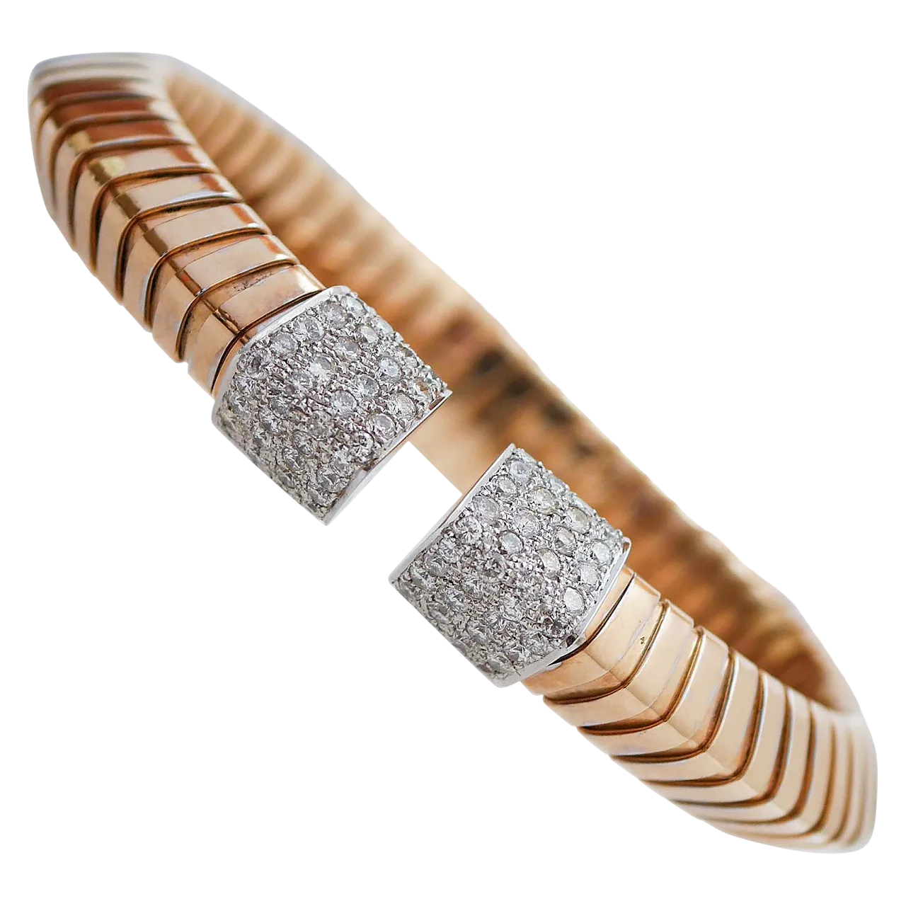 Bracciale in oro bianco con diamanti e oro rosa, anni '60 6