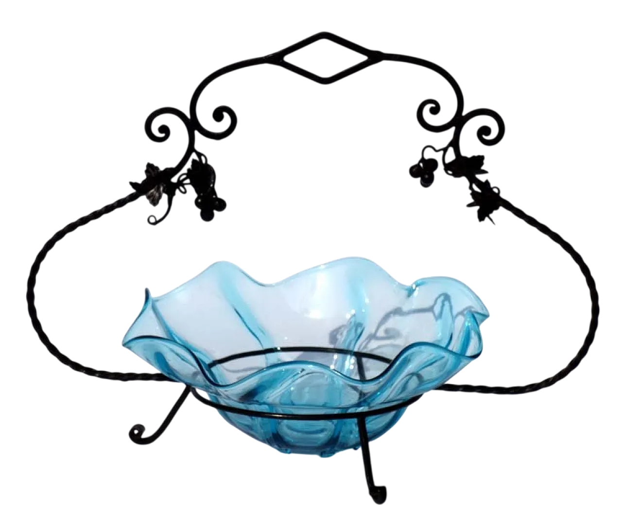 Art Nouveau glass and wrought iron bowl, early 20th century 12
