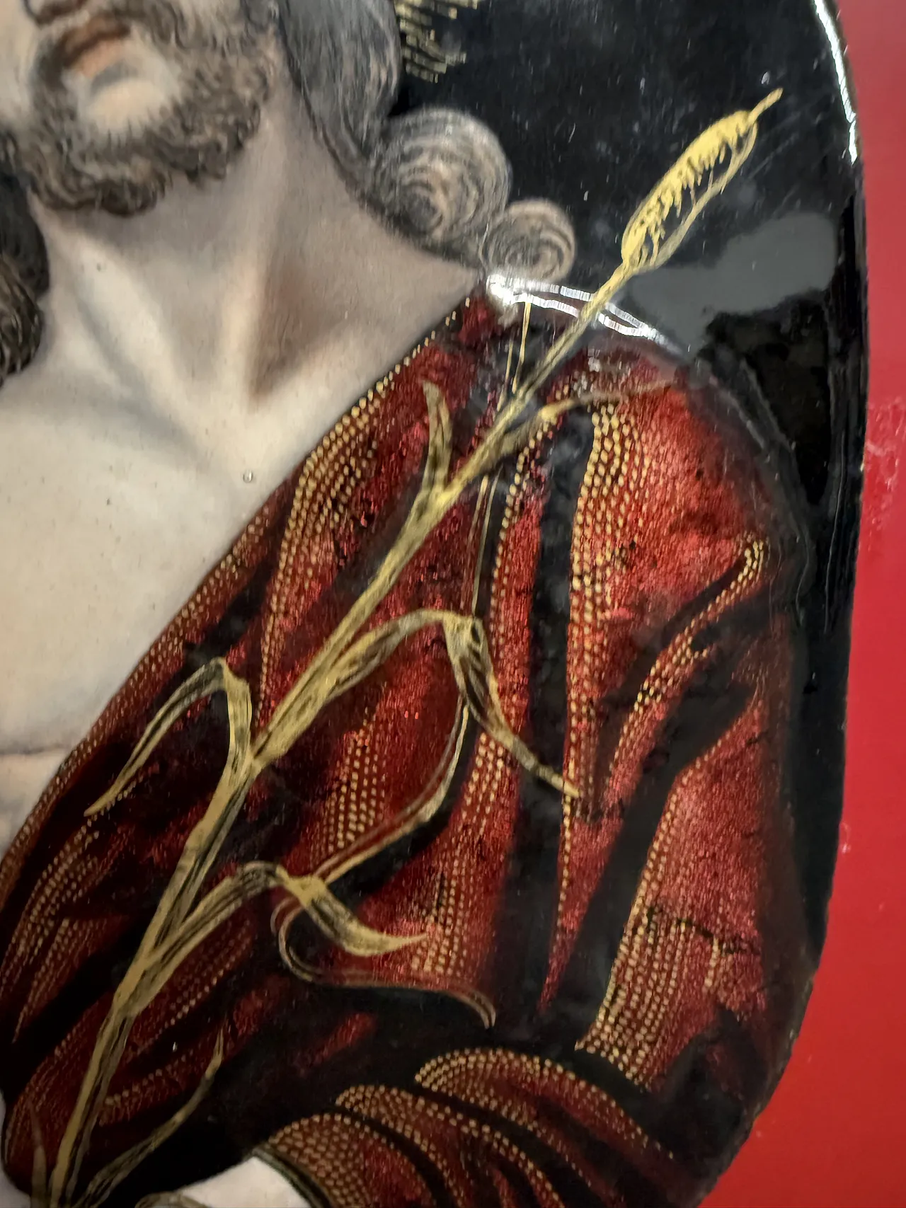 Placca dipinta smalto Limoges raffigurante Cristo, metà '800 4