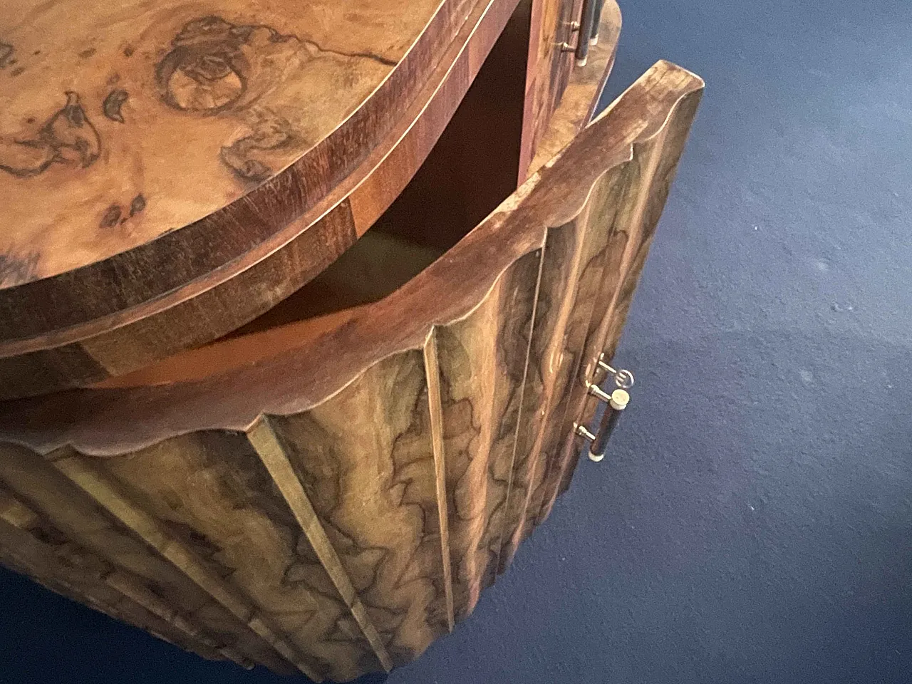 Sala da pranzo originale in radica di pioppo, anni '30 2