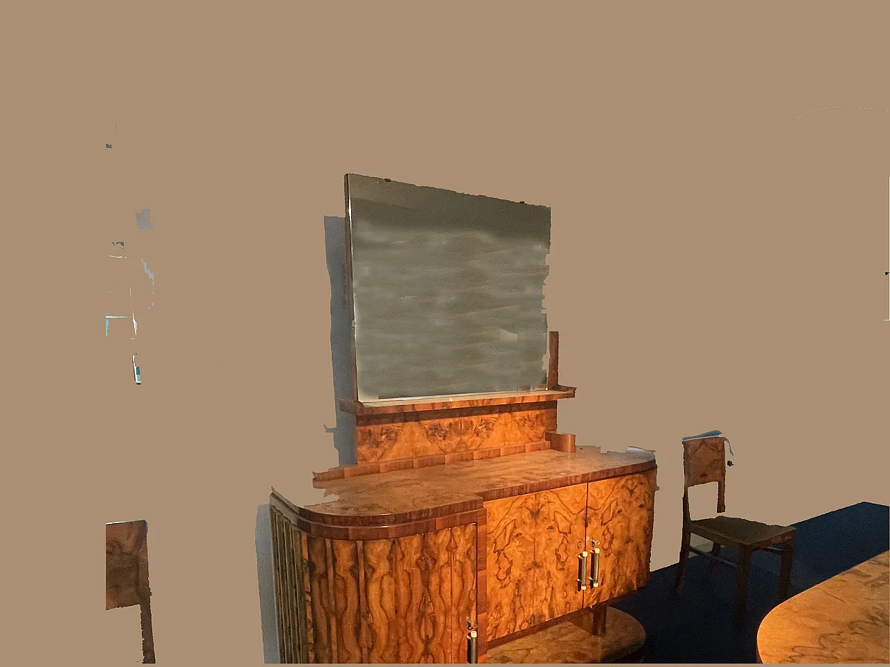 Sala da pranzo originale in radica di pioppo, anni '30 3