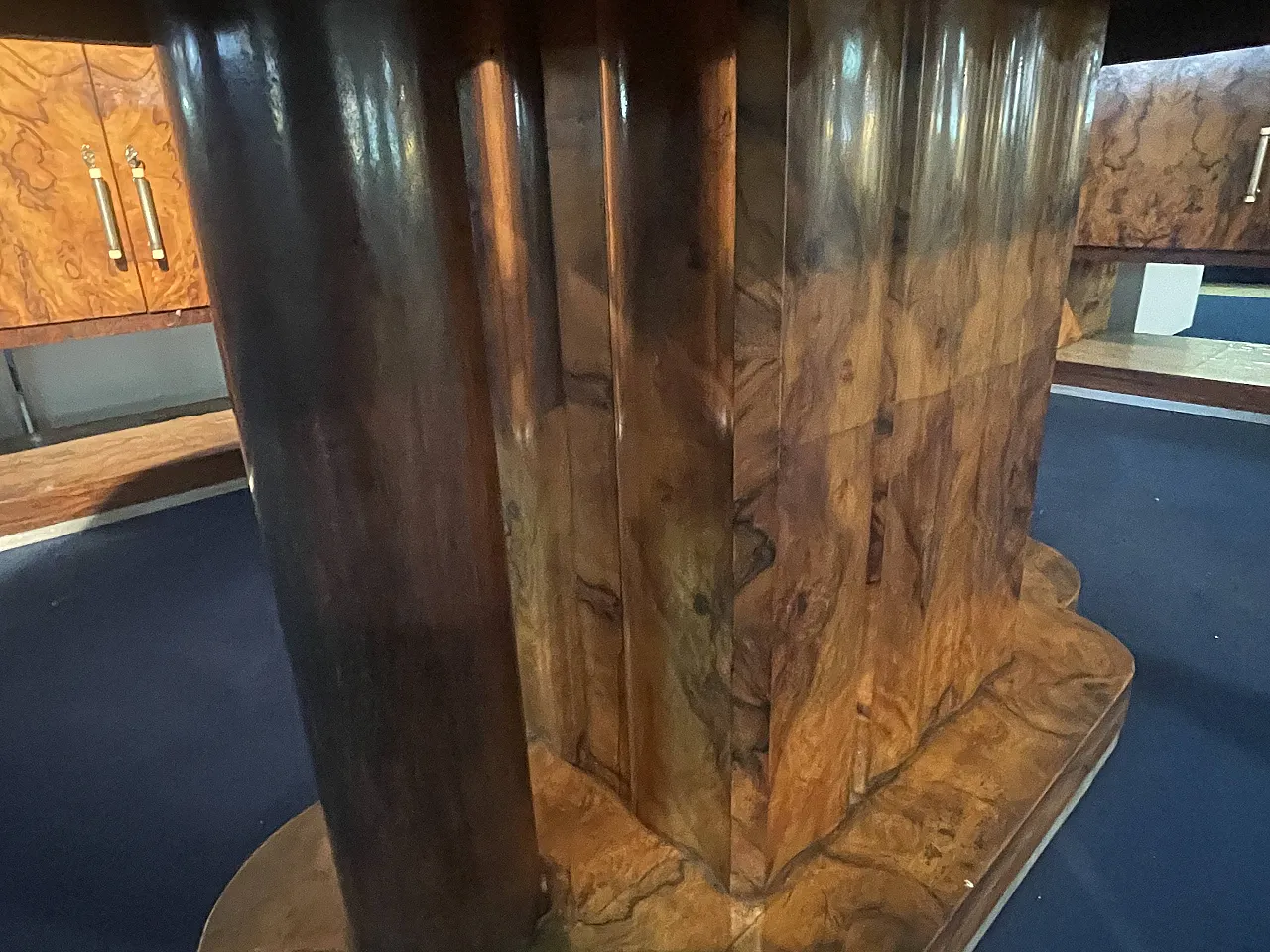 Sala da pranzo originale in radica di pioppo, anni '30 8