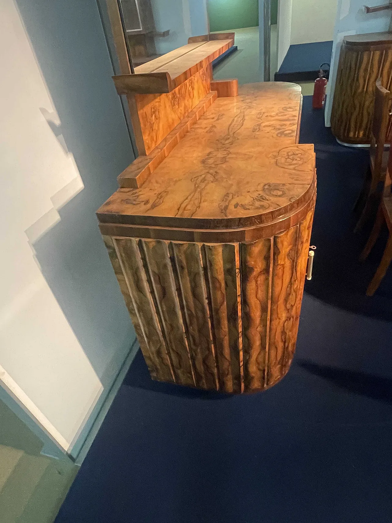 Sala da pranzo originale in radica di pioppo, anni '30 11