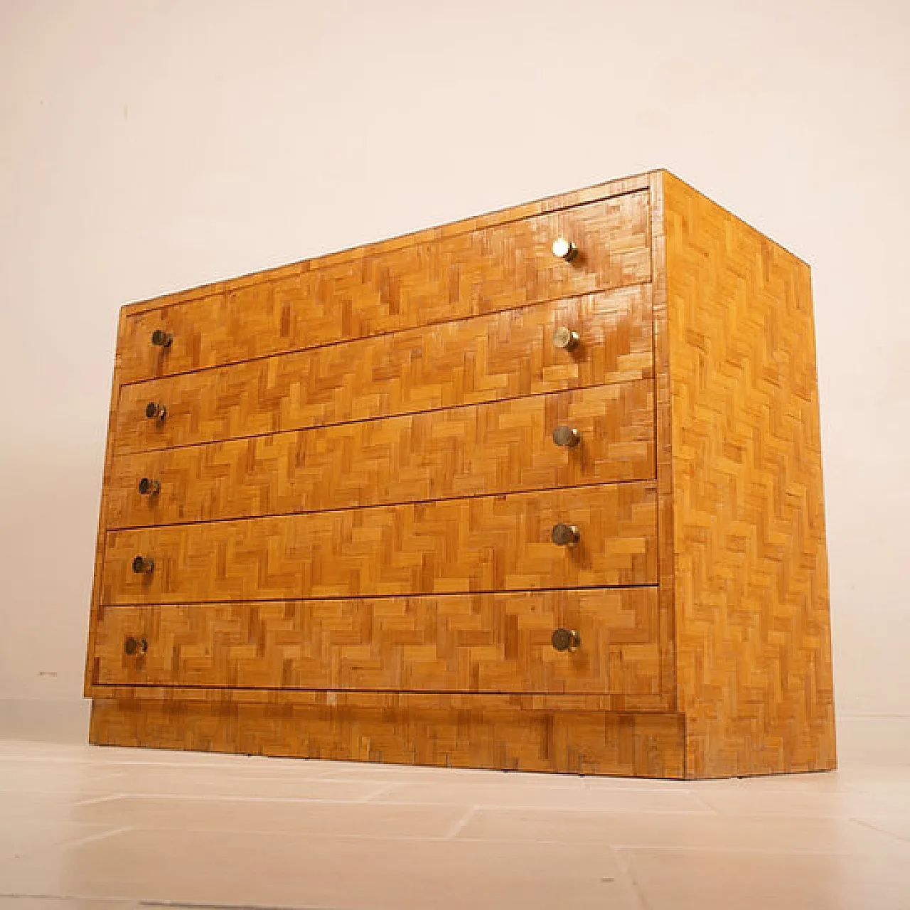 Pressed bamboo chest of drawers by Vivai Del Sud, 1970s 1