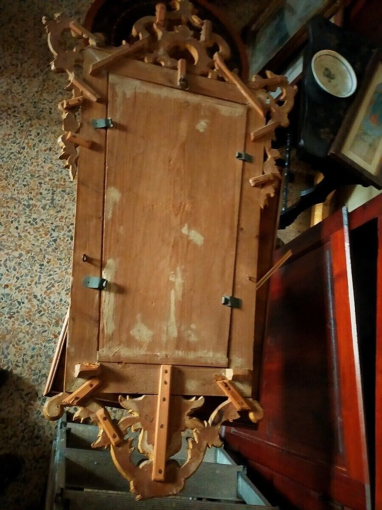 Specchiera in legno argentato, tardo '800 7