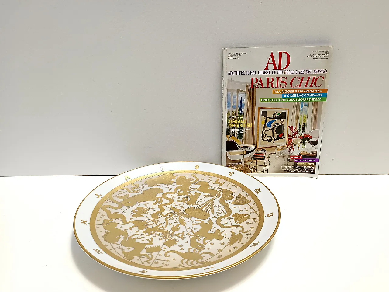 Morbelli 24k Gold and White Porcelain Wall Plate "Planisfero Celeste", Italy 3