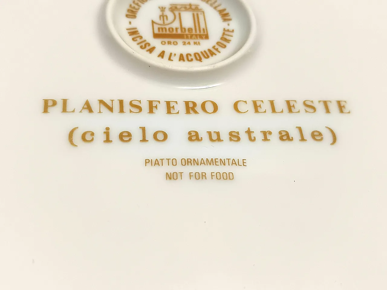 Morbelli 24k Gold and White Porcelain Wall Plate "Planisfero Celeste", Italy 6