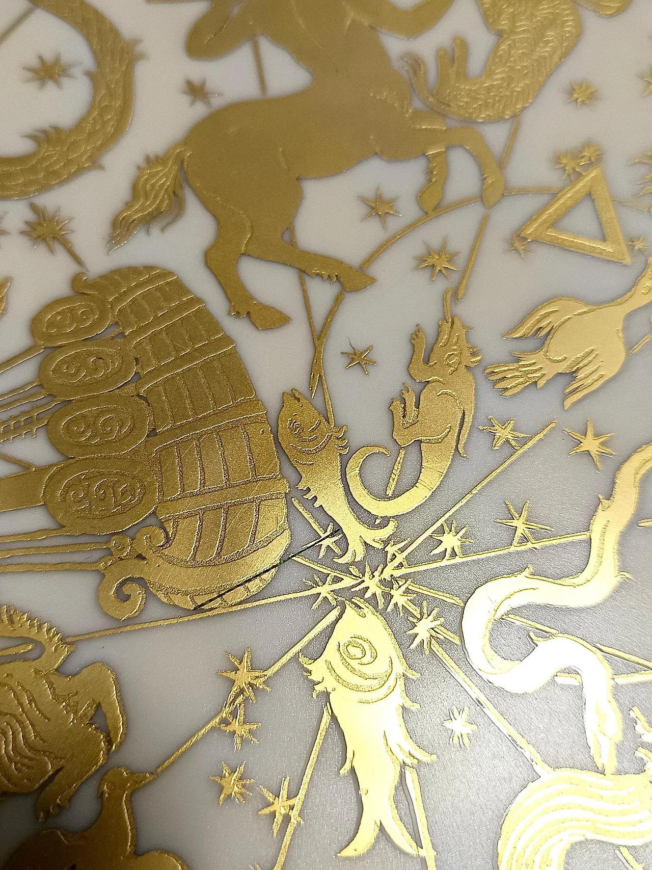 Morbelli 24k Gold and White Porcelain Wall Plate "Planisfero Celeste", Italy 8