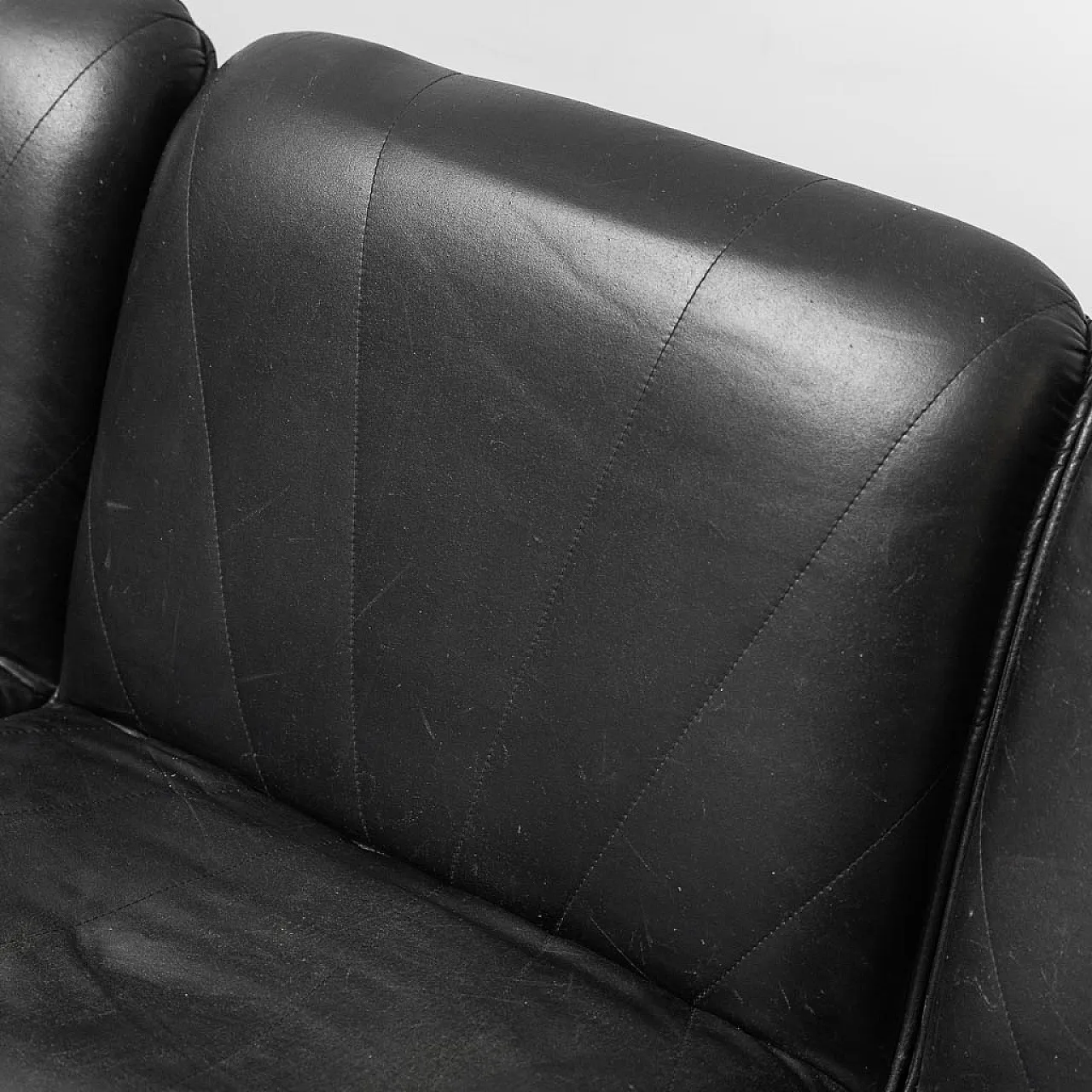 4 -seater modular sofa armchairs in black eco -leather, 70s 3