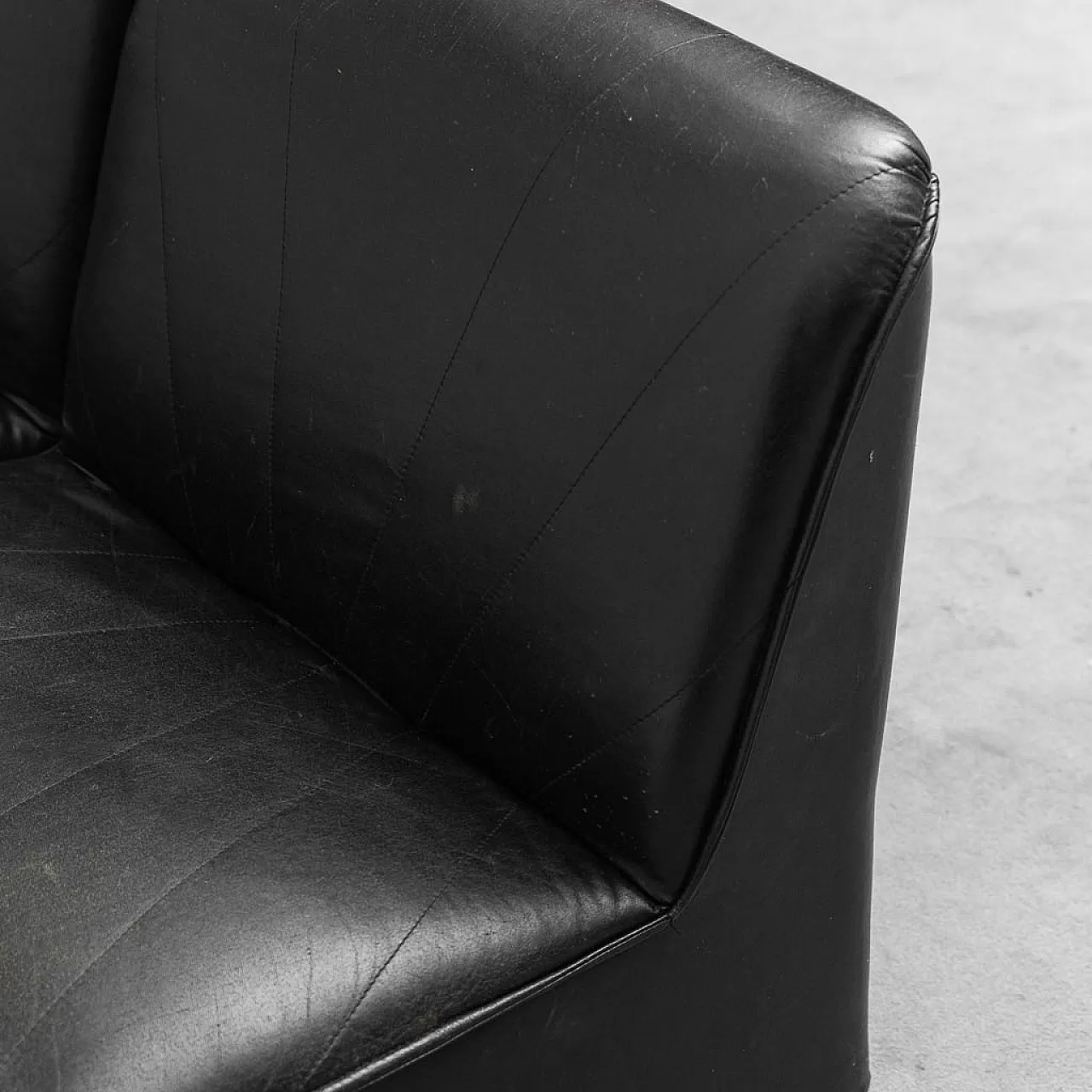 4 -seater modular sofa armchairs in black eco -leather, 70s 7