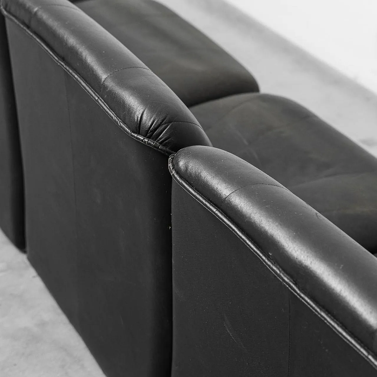 4 -seater modular sofa armchairs in black eco -leather, 70s 8
