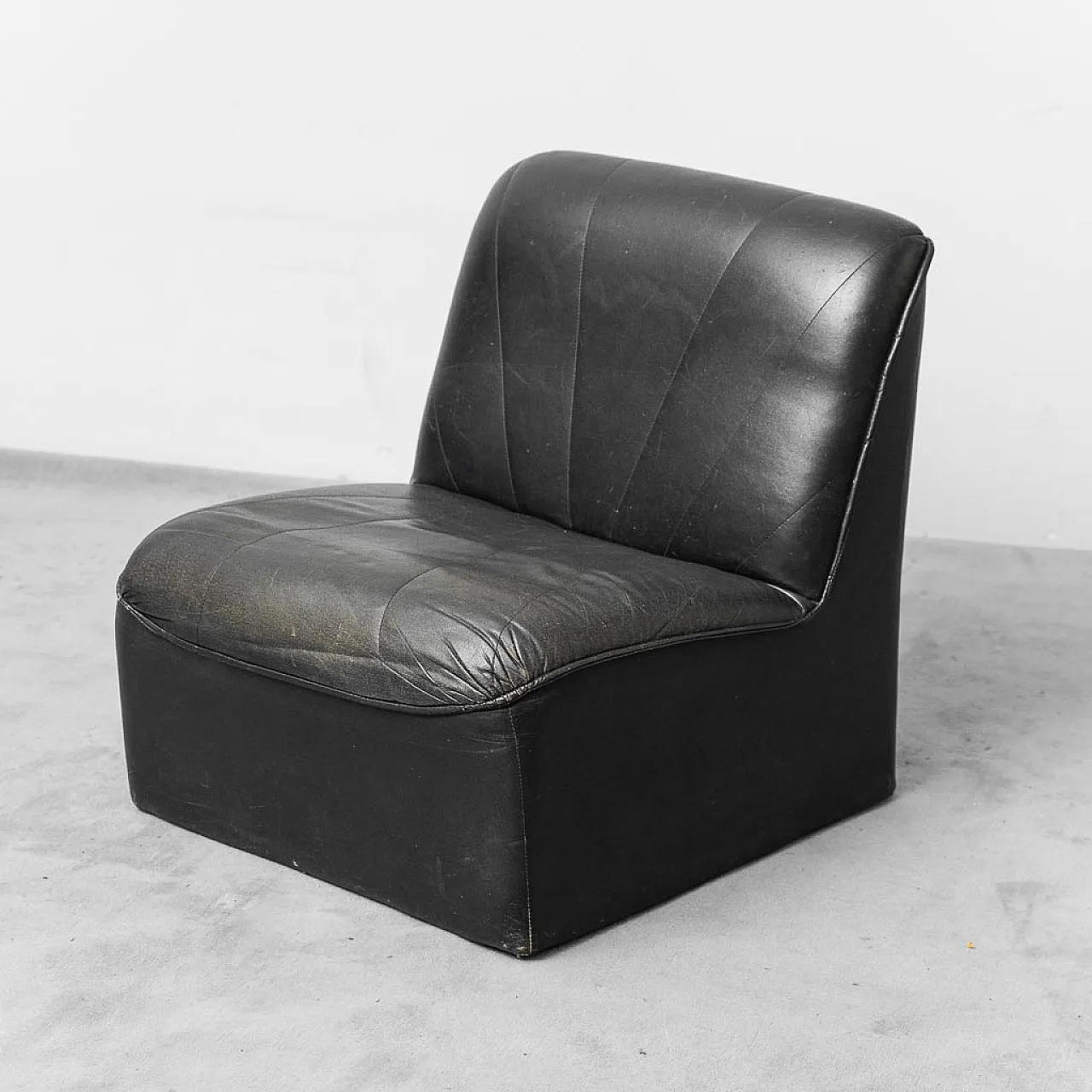 4 -seater modular sofa armchairs in black eco -leather, 70s 9
