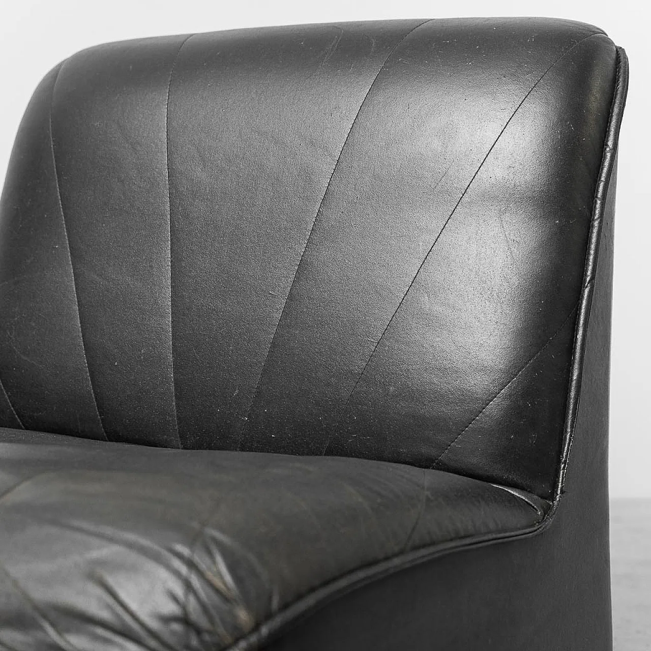 4 -seater modular sofa armchairs in black eco -leather, 70s 10