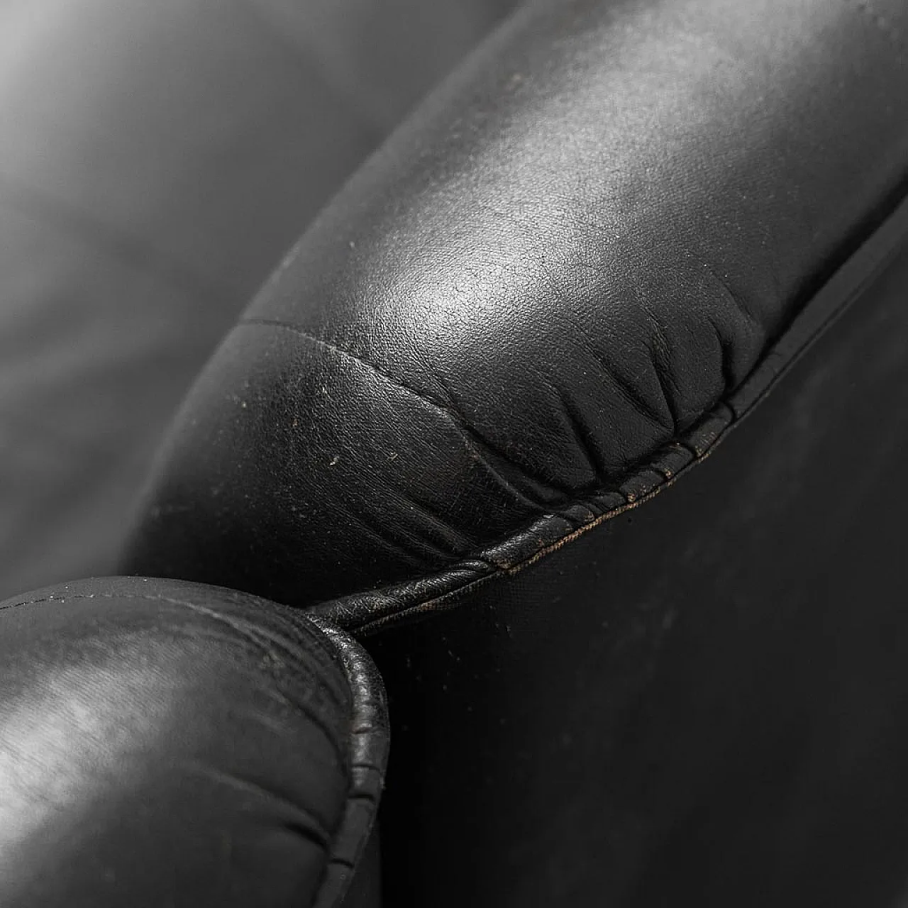 4 -seater modular sofa armchairs in black eco -leather, 70s 12