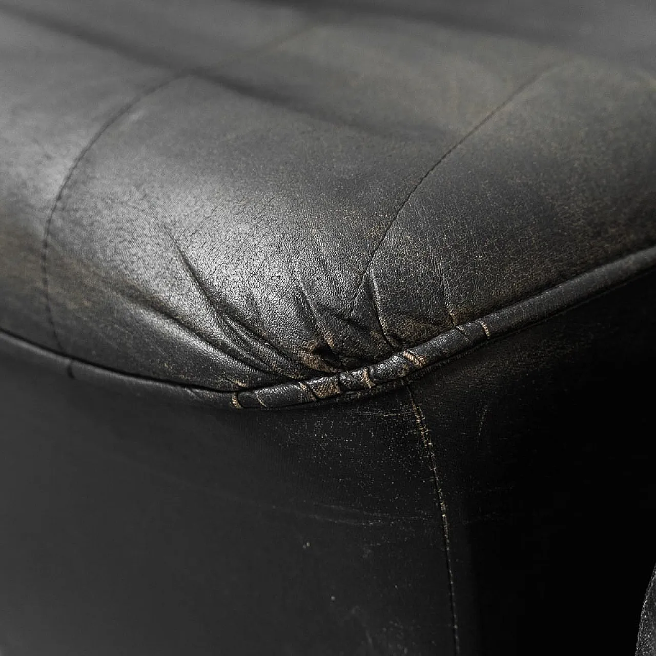 4 -seater modular sofa armchairs in black eco -leather, 70s 13