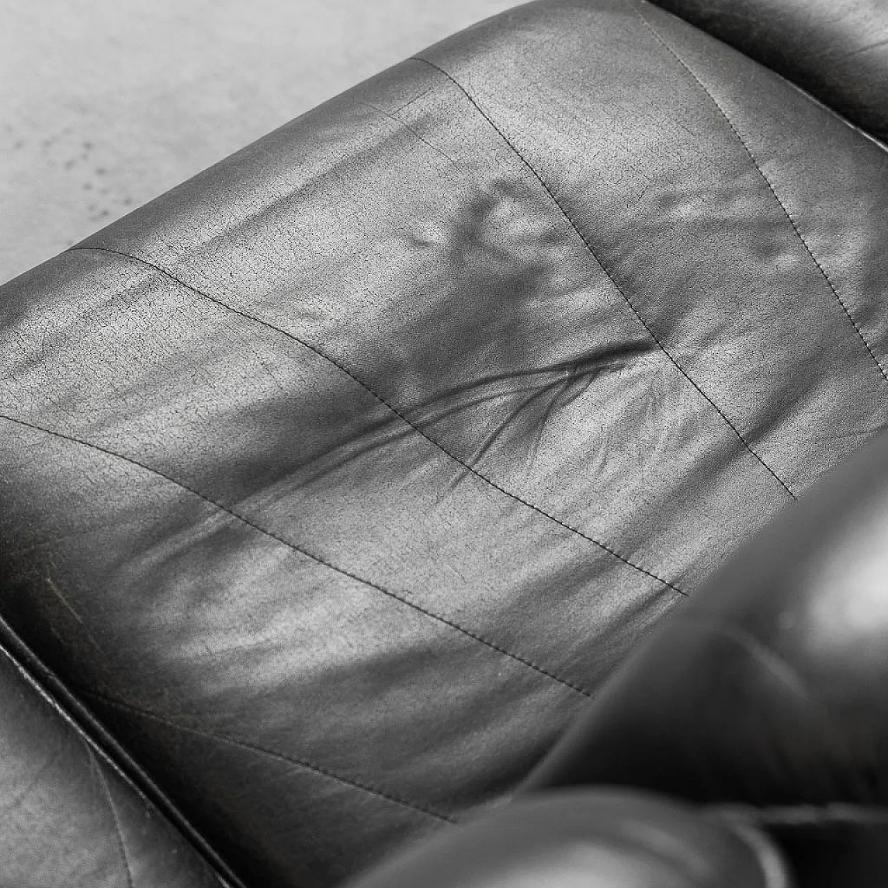 4 -seater modular sofa armchairs in black eco -leather, 70s 14