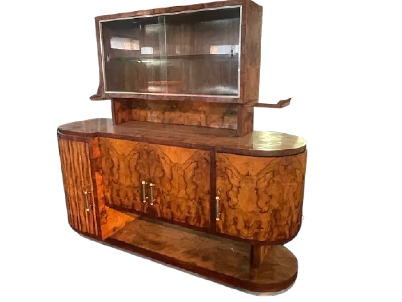 Sala da pranzo originale in radica di pioppo, anni '30 15