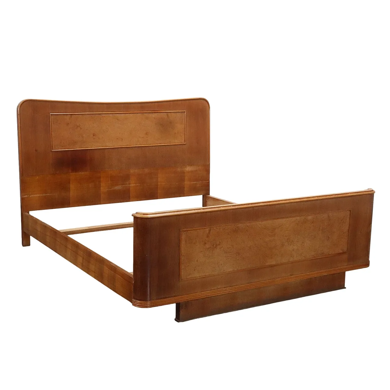 Letto in radica di noce impiallacciato, metà '900 1