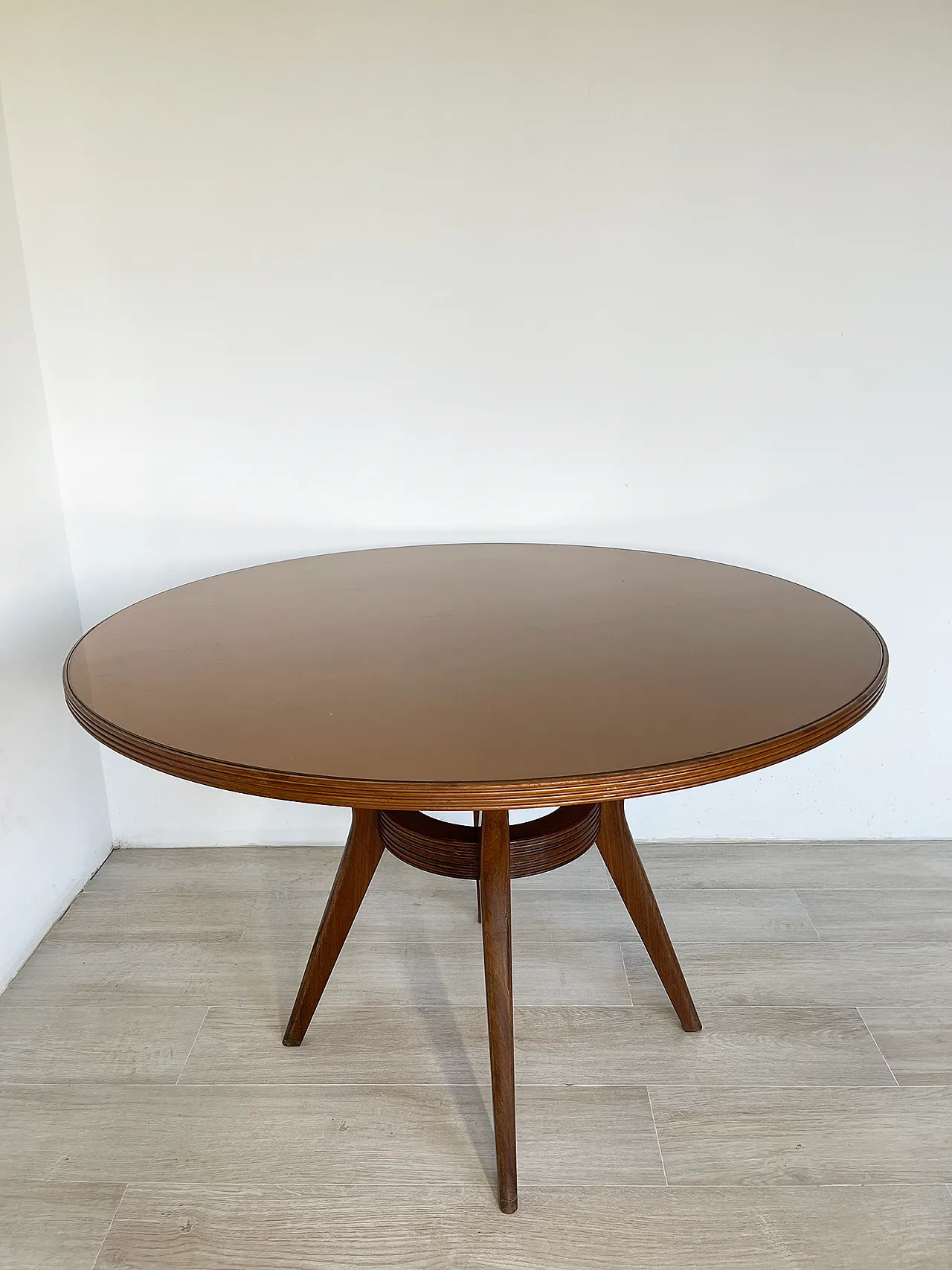 Tavolo da pranzo Cantu con top di vetro, anni '50 3