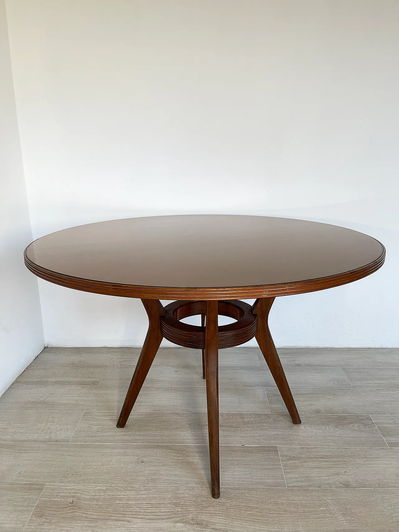 Tavolo da pranzo Cantu con top di vetro, anni '50 21
