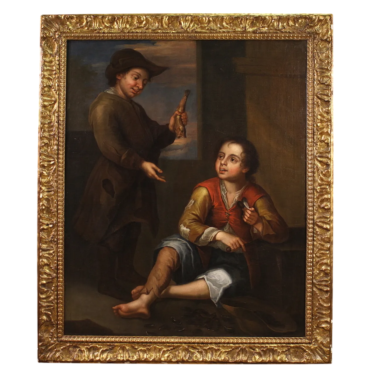 Grande dipinto spagnolo con scena di genere, '700 16