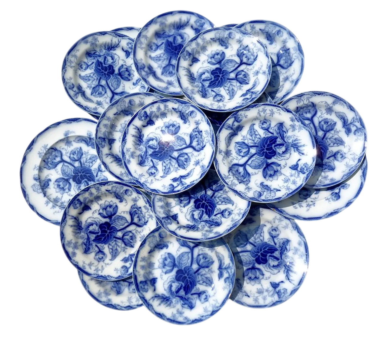 19 Water Nymph Plates in Blue Earthenware by Wedgwood England, 1850s 12