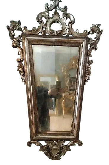 Silver-plated wooden mirror, late 19th century