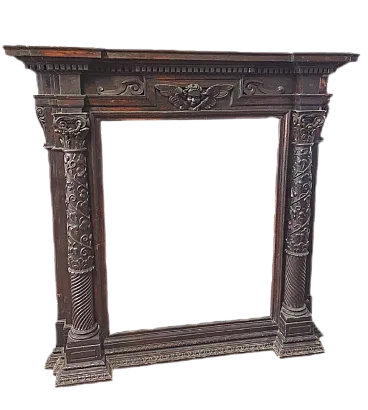Large carved wooden aedicula frame, early 17th century
