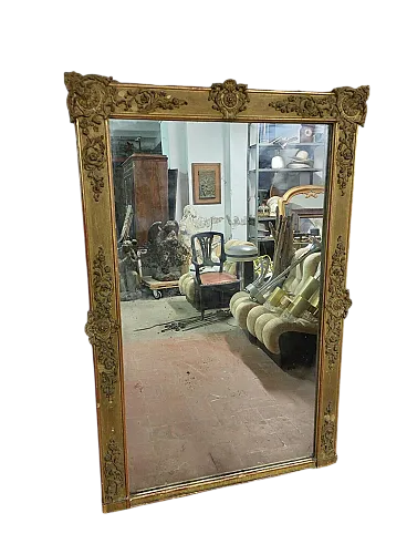 Wooden and gold-leaf gilded mirror, mid-19th century
