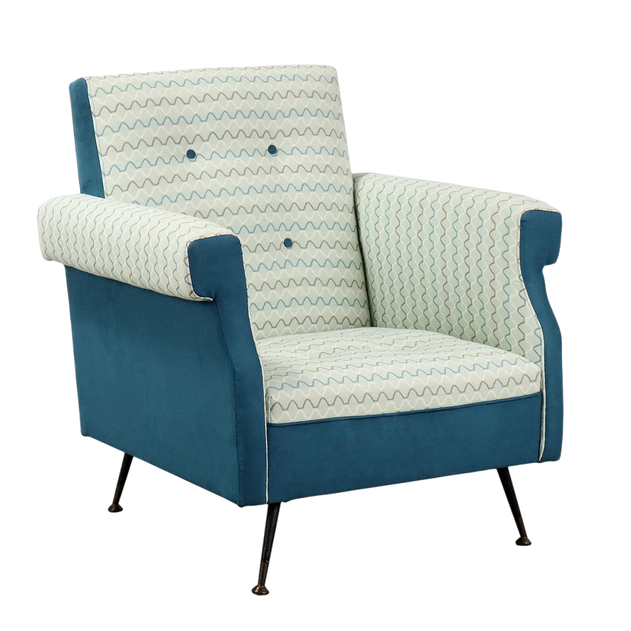 Poltrona Prisma Collection in tessuto e metallo, anni '60 11