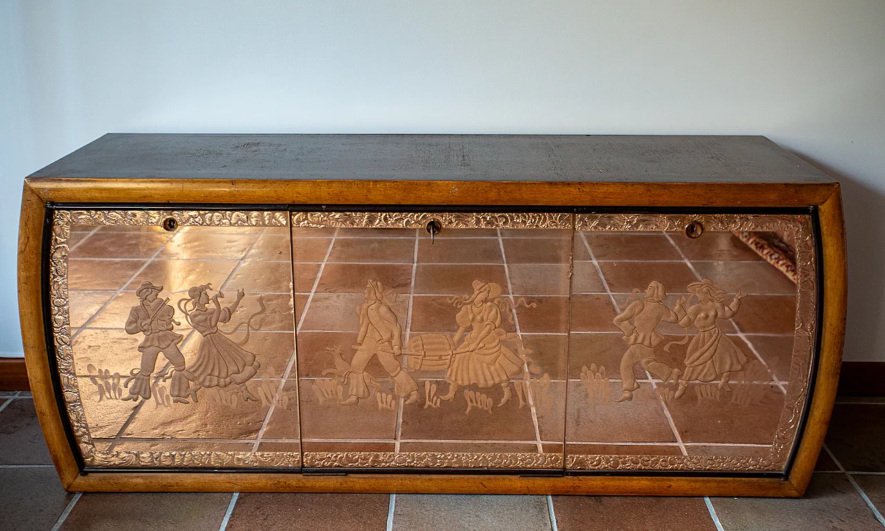 Credenza with limited bar room and mirrored front, 1940s 1