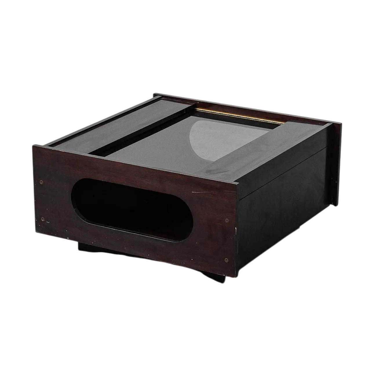 Tavolino da caffè apribile in legno e vero fumé, anni 70 14