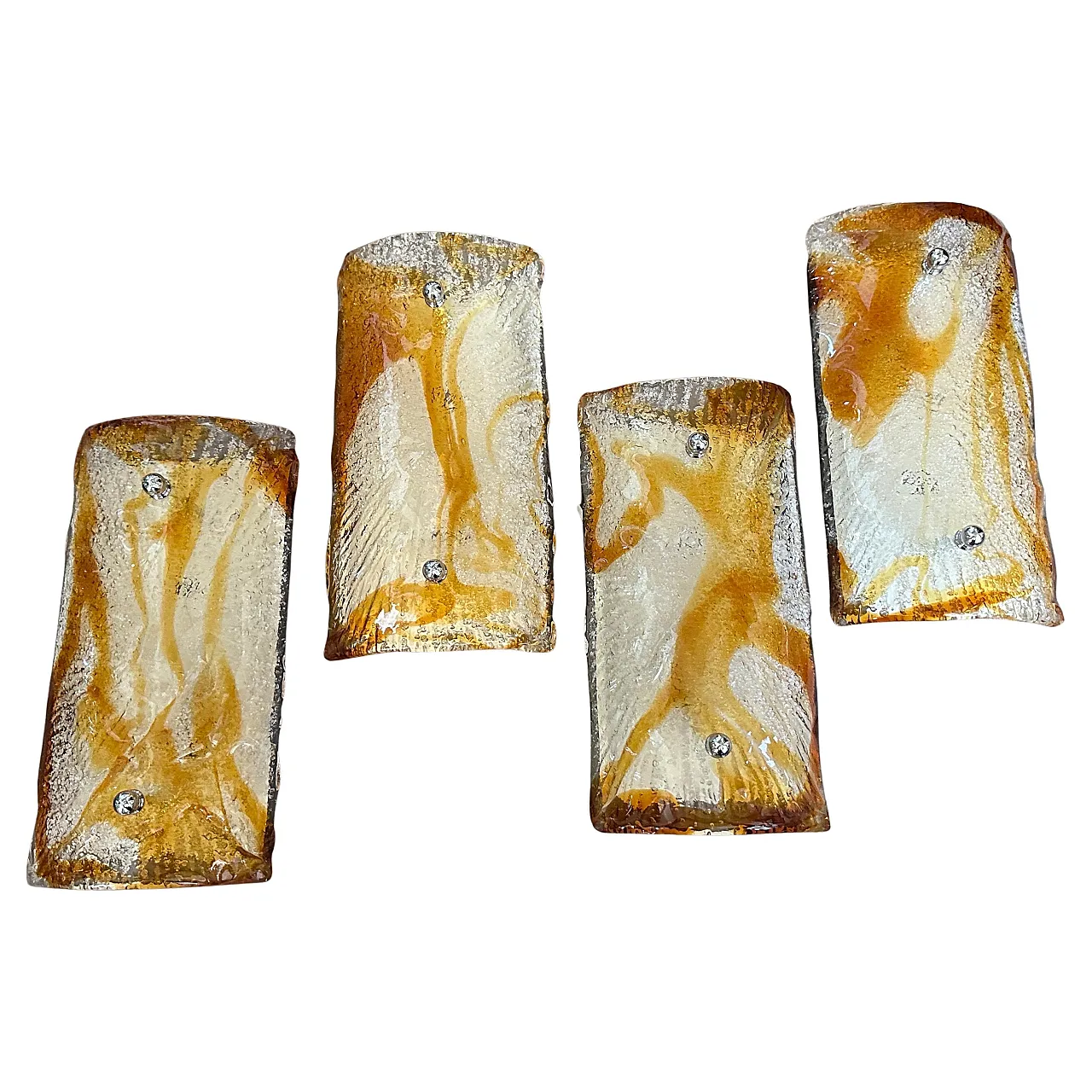 4 Lampade da parete in vetro di Murano di Mazzega, anni '70 1