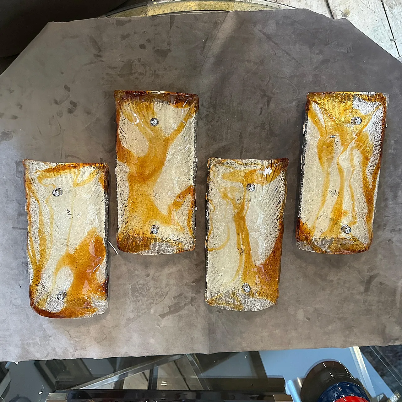 4 Lampade da parete in vetro di Murano di Mazzega, anni '70 2