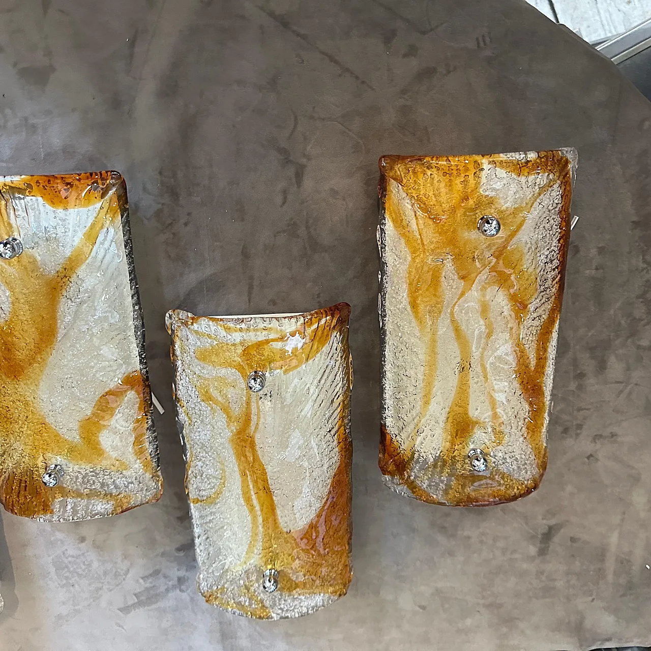 4 Lampade da parete in vetro di Murano di Mazzega, anni '70 3