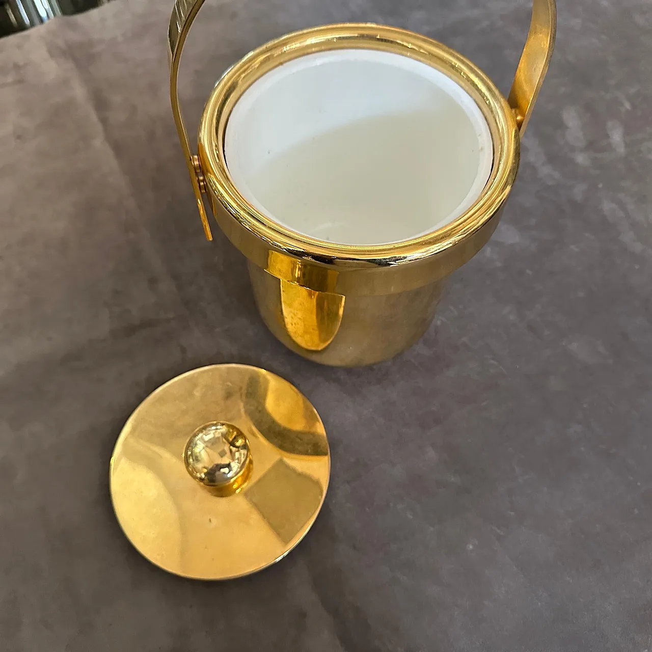 Secchiello per il ghiaccio in metallo dorato, anni '70 4