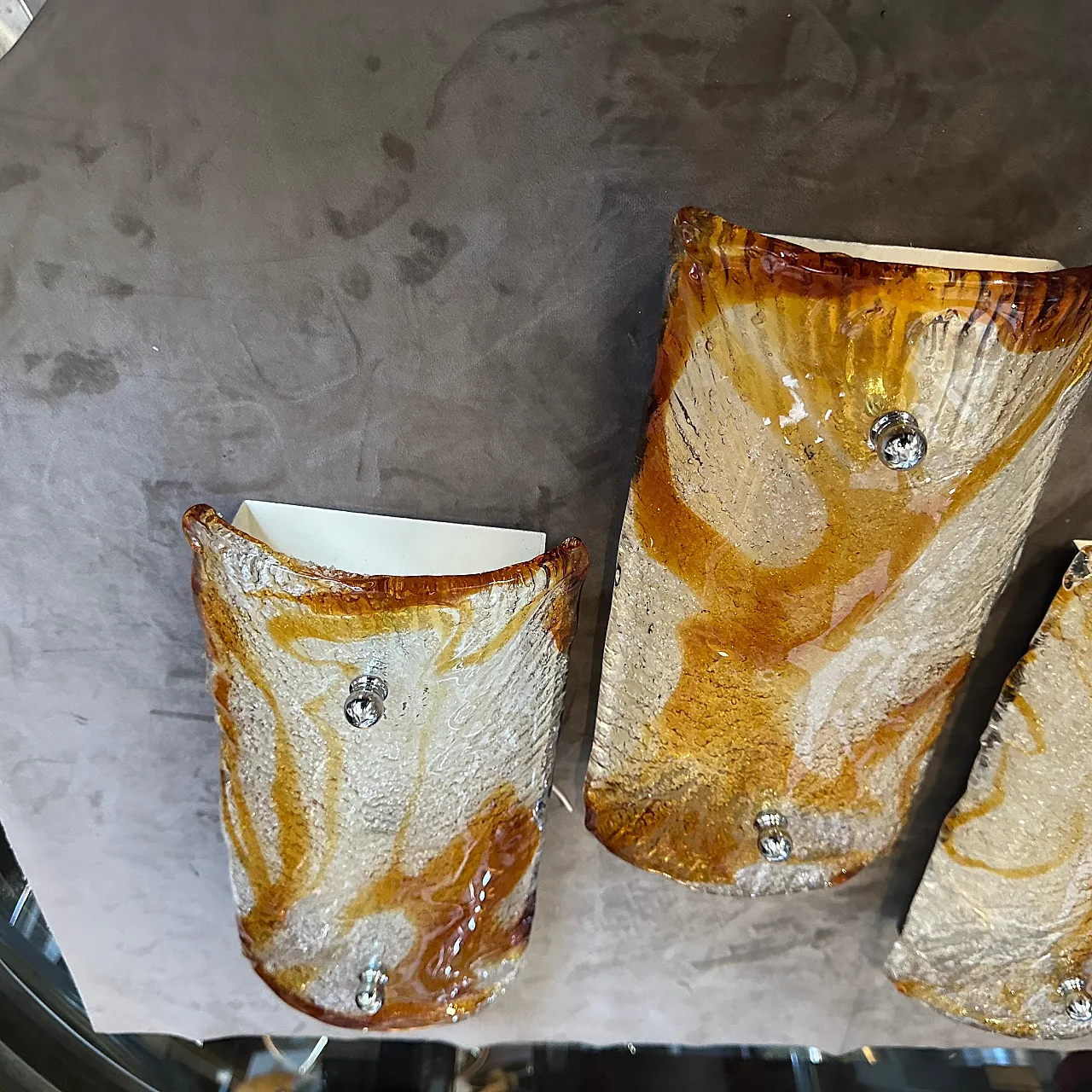 4 Lampade da parete in vetro di Murano di Mazzega, anni '70 5