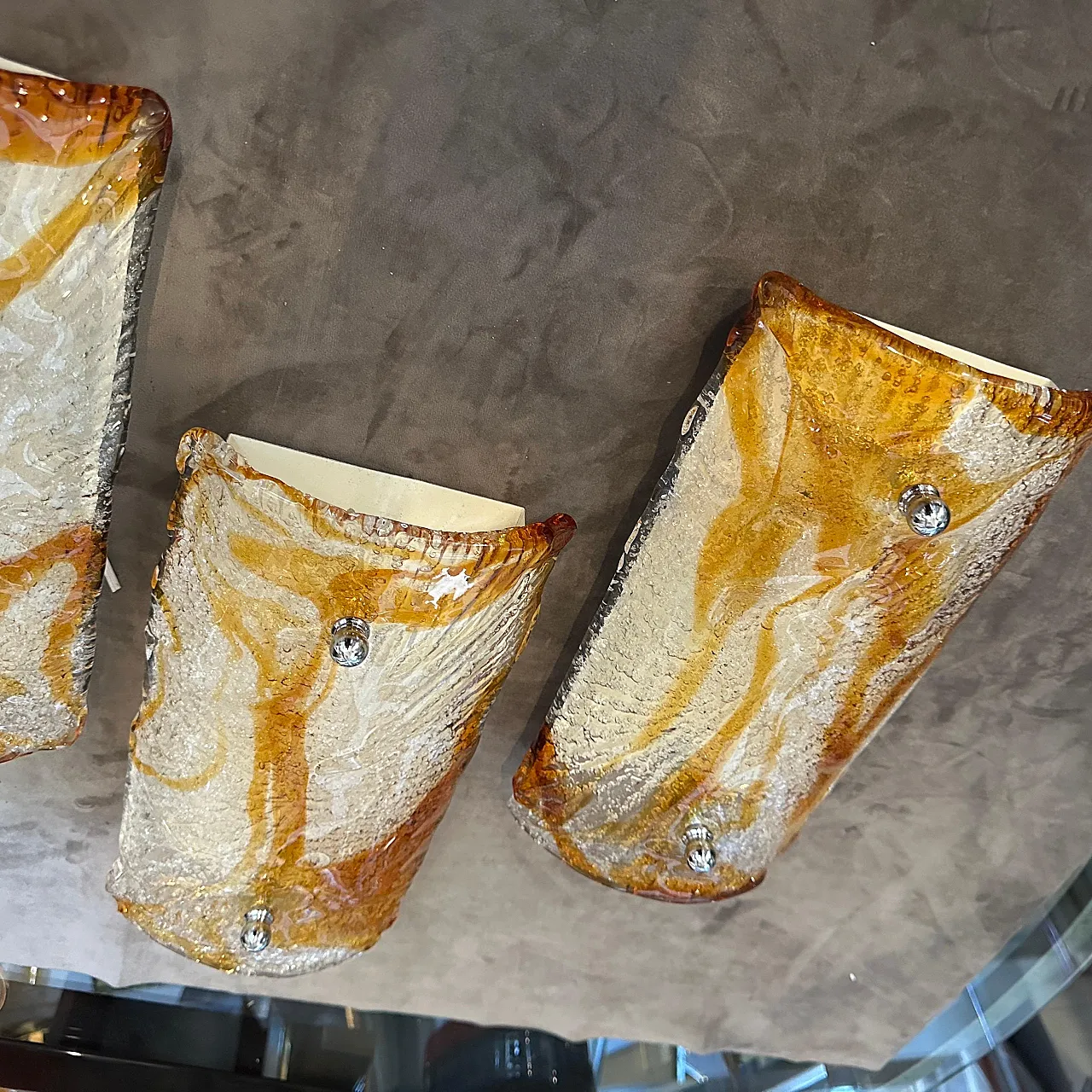 4 Lampade da parete in vetro di Murano di Mazzega, anni '70 6