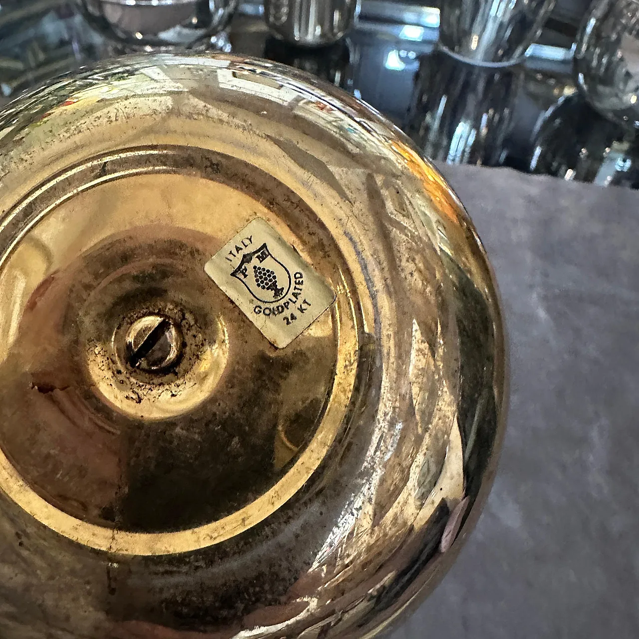 Secchiello per il ghiaccio in metallo dorato, anni '70 7