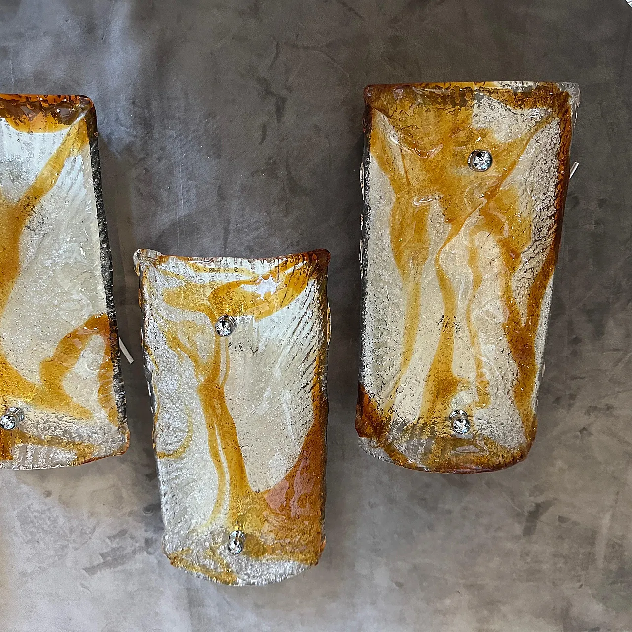 4 Lampade da parete in vetro di Murano di Mazzega, anni '70 8