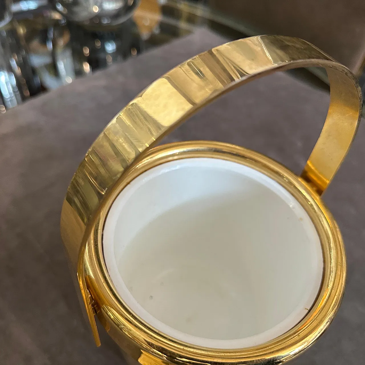 Secchiello per il ghiaccio in metallo dorato, anni '70 9