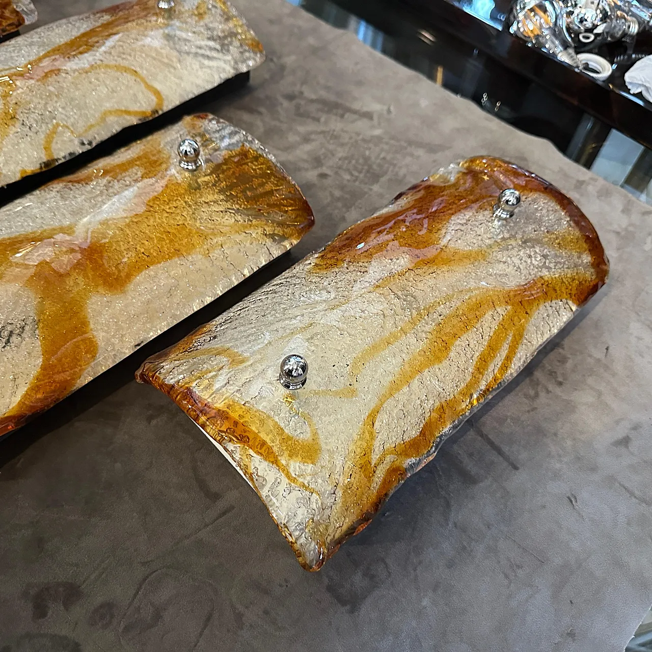 4 Lampade da parete in vetro di Murano di Mazzega, anni '70 10