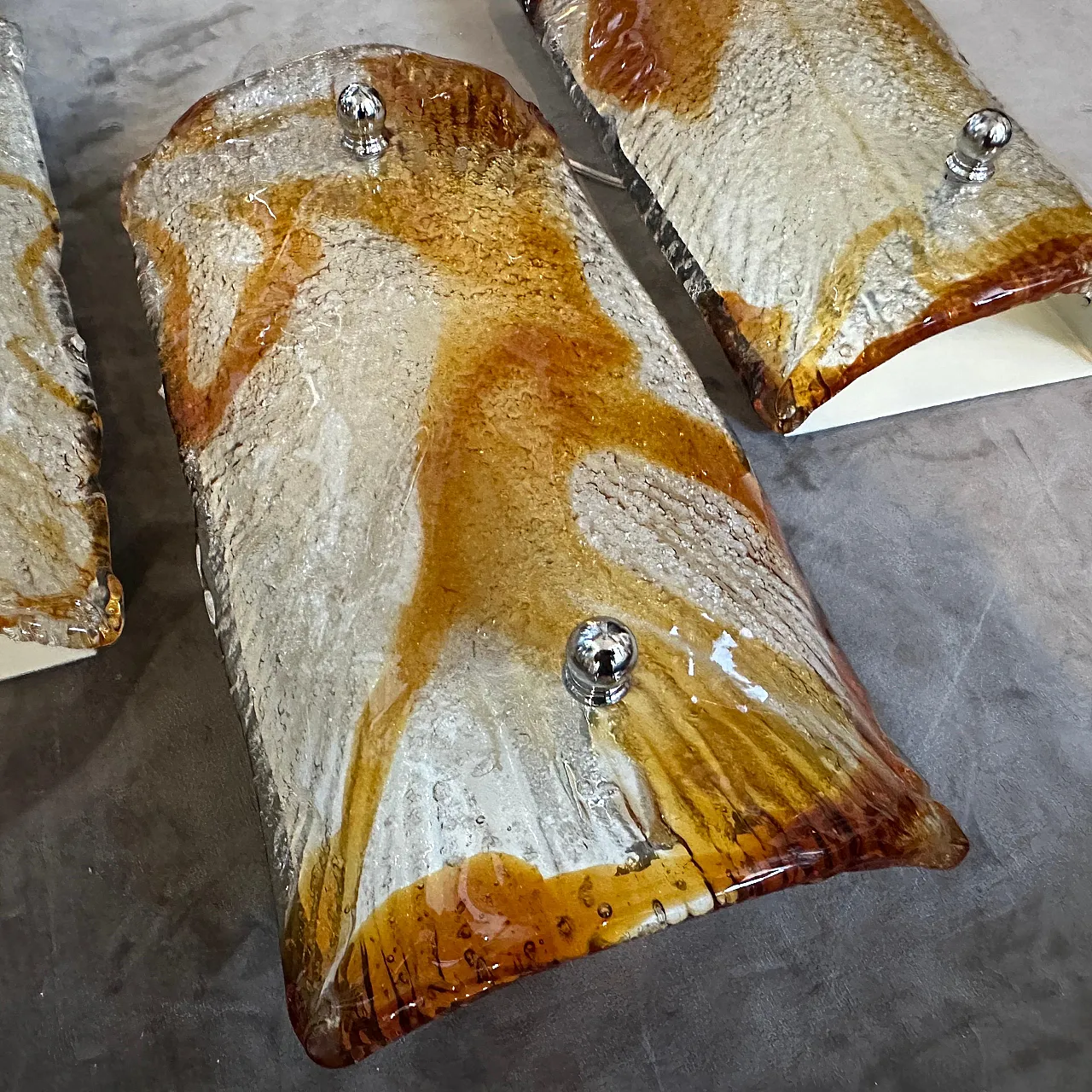 4 Lampade da parete in vetro di Murano di Mazzega, anni '70 12