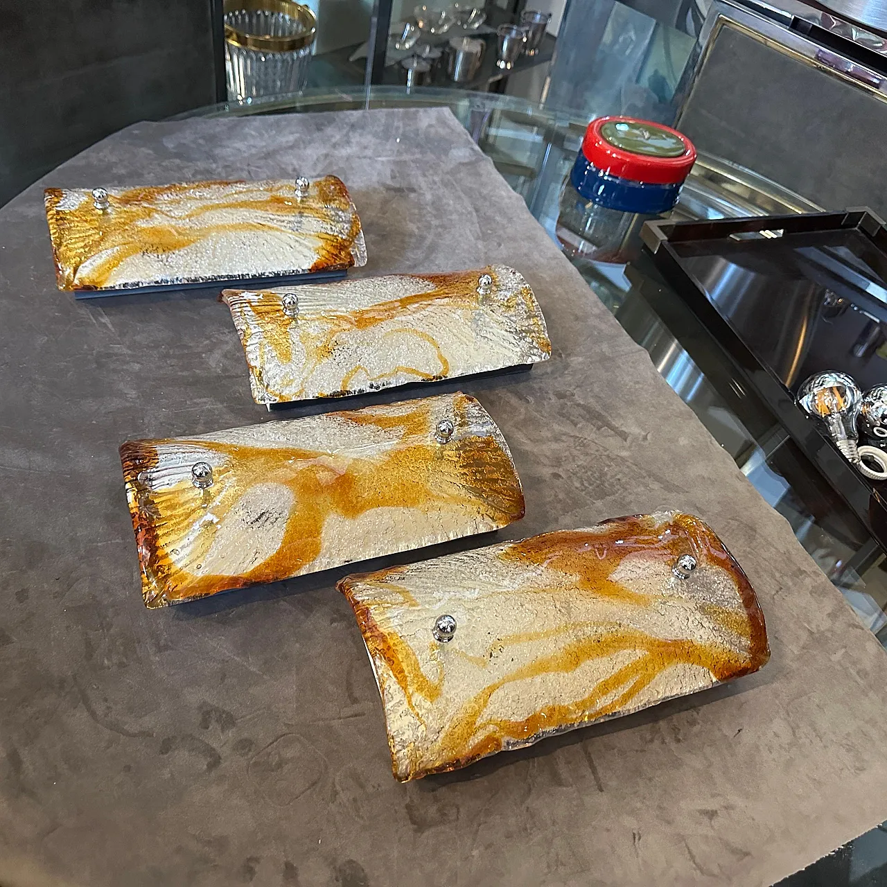 4 Lampade da parete in vetro di Murano di Mazzega, anni '70 15