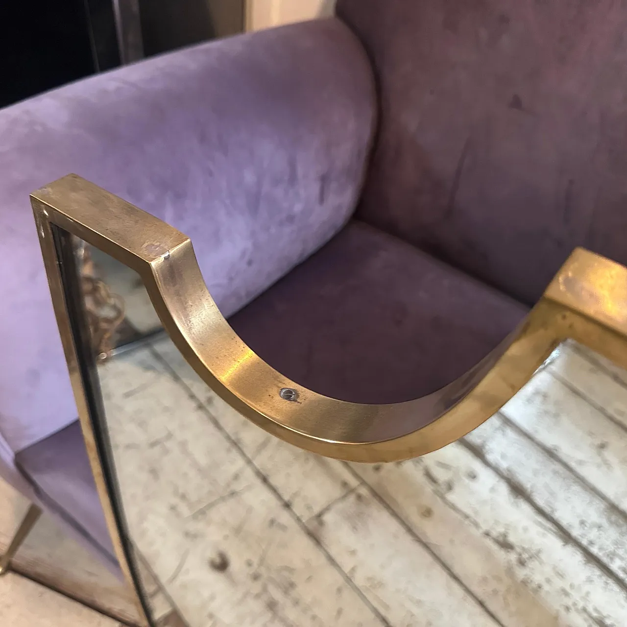 Coppia di specchi a scudo in ottone in stile Gio Ponti, anni '50 17