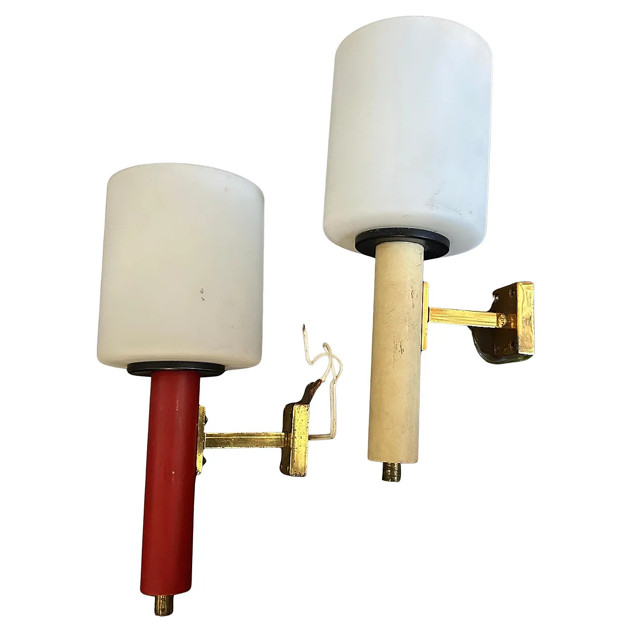 Coppia di applique in ottone in stile Stilnovo, anni '60 1