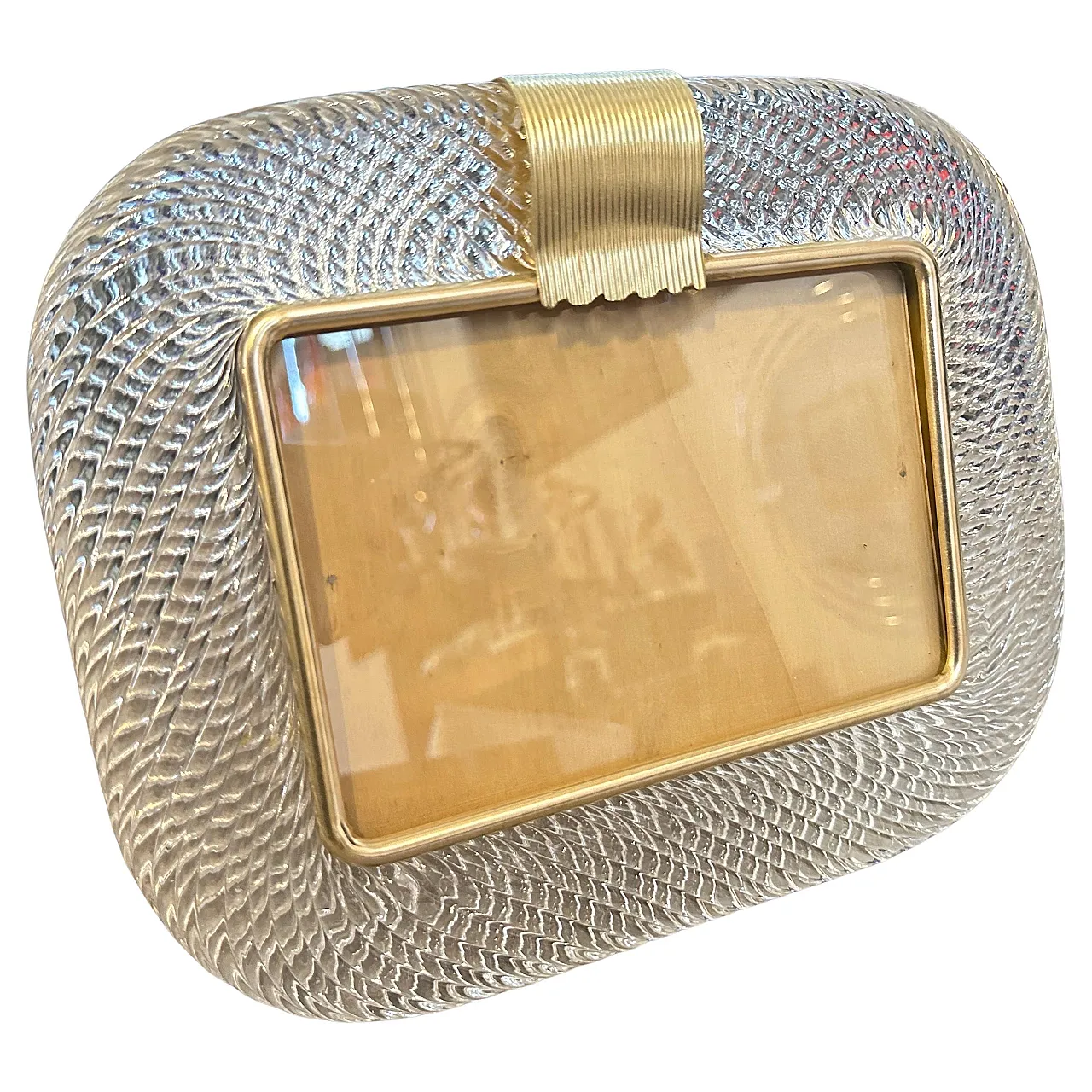 Clear Murano glass picture frame by Barovier, 1990s 1