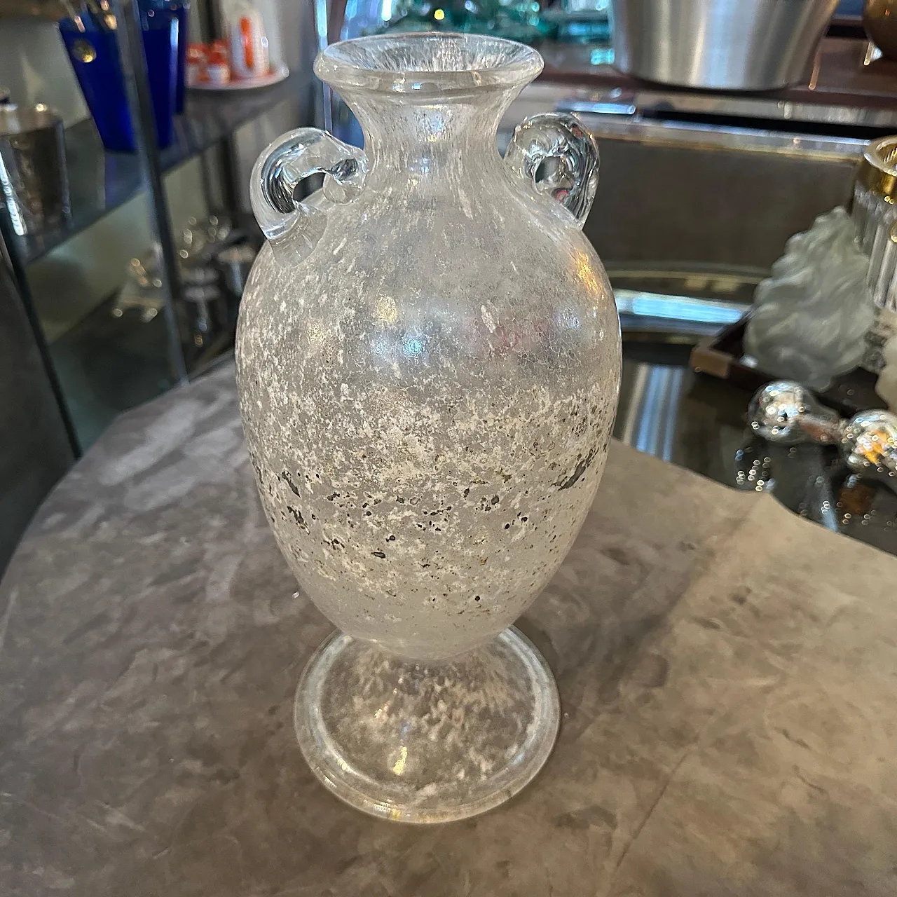 Tall amphora-shaped Murano glass vase by Seguso, 1970s 2