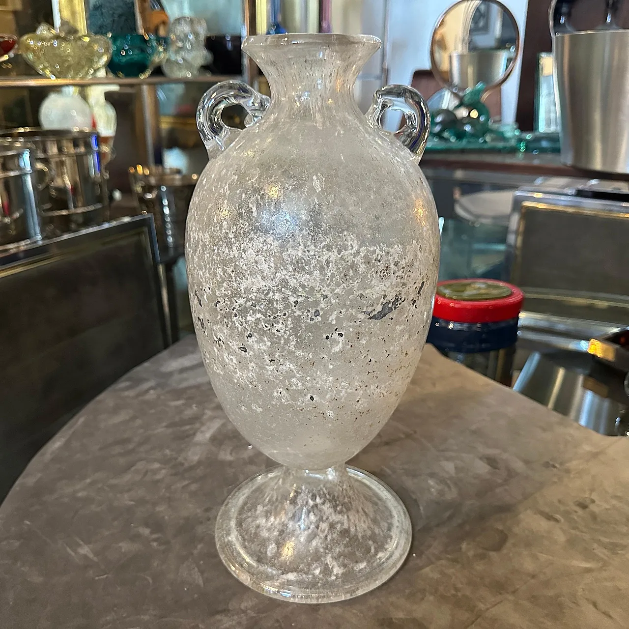 Tall amphora-shaped Murano glass vase by Seguso, 1970s 3