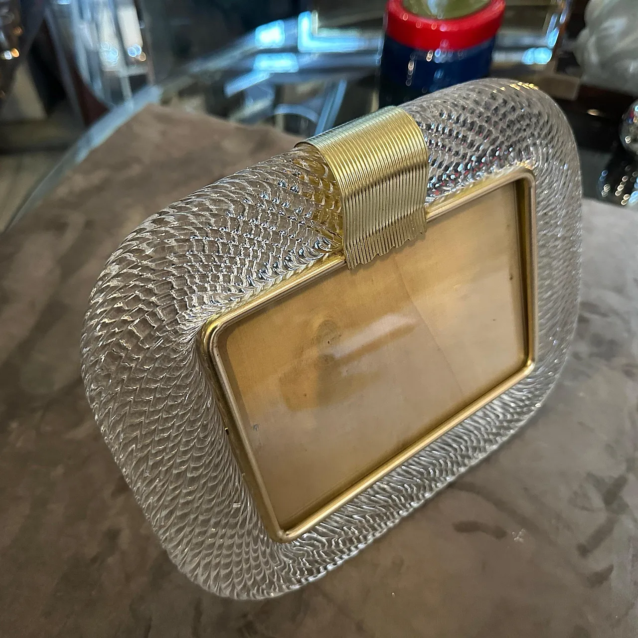 Clear Murano glass picture frame by Barovier, 1990s 3